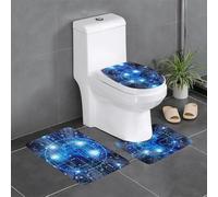 ZHAOUR Artificial Intelligence Brain Print 3-Piece Bathroom Rugs Set â€“ U-Shaped Toilet Floor Mat, Flannel Mats for Bathroom, Dressing Table