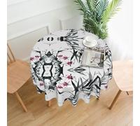 ZHAOUR Bamboo Cherry Blossom Print Round Tablecloth â€“ Dining Table Cover for Kitchen Decor, Holiday Parties, Picnic, Cafe Meeting