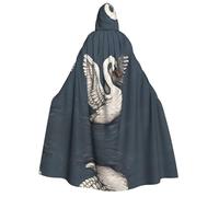 ZHAOUR Beautiful White Swan Print Halloween Hooded Cloak Costumes Cape - Unisex Adult Party, Carnival, Comic Exhibition,Cosplay Robe