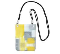 ZHAOUR Black Universal Crossbody Phone Bag – Lightweight Grey And Yellow Abstract Art Painting Print Purse, Perfect for Shopping, and Outdoor Activities