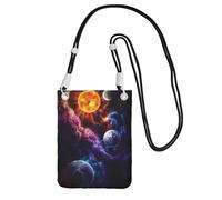 ZHAOUR Black Universal Crossbody Phone Bag â€“ Lightweight Planet Print Purse, Perfect for Shopping, and Outdoor Activities