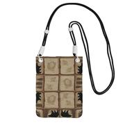 ZHAOUR Black Universal Crossbody Phone Bag - Lightweight Rustic Lodge Print Purse, Perfect for Shopping, and Outdoor Activities