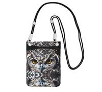 ZHAOUR Black Universal Crossbody Phone Bag - Lightweight Yellow eyed owl Print Purse, Perfect for Shopping, and Outdoor Activities