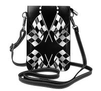 ZHAOUR Black White Formula Checkered Flags Pattern Print Small Cell Phone Purse â€“ Roomy Cross-Body Wallet Bag, Adjustable Leather Arm Bag with Shoulder Strap