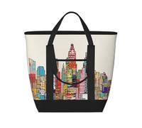 ZHAOUR Cartoon Austin Texas Print Large Capacity Insulated Tote Bag - Adjustable Shoulder, Perfect for Grocery Shopping, Work, Travel