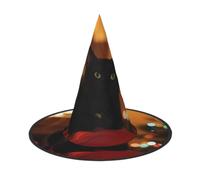ZHAOUR Christmas Black Cat Print Halloween Hat Wizard Party Decor 3 PCS