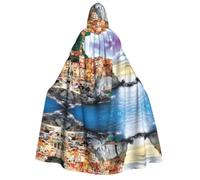 ZHAOUR Cinque Terre scenery Print Hooded Cloak Halloween Witch Cape Unisex