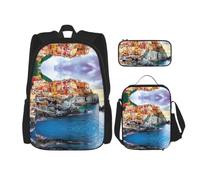 ZHAOUR Cinque Terre scenery Print School Bag with Laptop Compartment