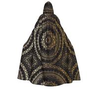 ZHAOUR Circle Print Hooded Cloak Halloween Witch Cape Unisex