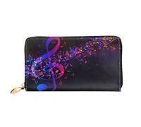ZHAOUR Colorful Galaxy Music Note Print Leather Wallet - Long Clutch for Women, Thin & Lightweight Bifold Checkbook Wallets, Card Holder