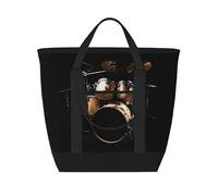 ZHAOUR Cool Drum Set Print Large Capacity Insulated Tote Bag â€“ Adjustable Shoulder, Perfect for Grocery Shopping, Work, Travel