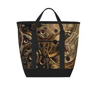 ZHAOUR Cool Steampunk Gears Print Large Capacity Insulated Tote Bag - Adjustable Shoulder, Perfect for Grocery Shopping, Work, Travel