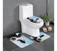 ZHAOUR Cow Patterns Print 3-Piece Bathroom Rugs Set - U-Shaped Toilet Floor Mat, Flannel Mats for Bathroom, Dressing Table