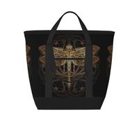 ZHAOUR dragonfly Print Large Capacity Insulated Tote Bag - Adjustable Shoulder, Perfect for Grocery Shopping, Work, Travel
