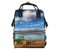ZHAOUR Fantasy Farm Tractor Print Mummy Backpack Large Capacity Diaper Bag | Storage box trip Large capacity Diaper bag climbing School bag Laptop College Book Bag Outdoor Casual Daypack