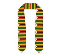 ZHAOUR Flattened Graduation Shawl Stole - Unisex Flag of Zimbabwe Print Class Congratulations Sash for Bachelor's & Master's Graduation Season