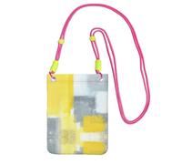 ZHAOUR Fuchusia Universal Crossbody Phone Bag – Lightweight Grey And Yellow Abstract Art Painting Print Purse, Perfect for Shopping, and Outdoor Activities