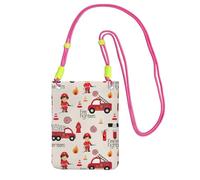 ZHAOUR Fuchusia Universal Crossbody Phone Bag – Lightweight Little Boys and Girls in FireFighters Print Purse, Perfect for Shopping, and Outdoor Activities