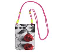 ZHAOUR Fuchusia Universal Crossbody Phone Bag â€“ Lightweight Rote Rose1 (1) Print Purse, Perfect for Shopping, and Outdoor Activities