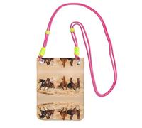 ZHAOUR Fuchusia Universal Crossbody Phone Bag â€“ Lightweight Running Horse in Desert Sand Storm Print Purse, Perfect for Shopping, and Outdoor Activities