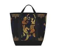 ZHAOUR Gecko Lizards Print Large Capacity Insulated Tote Bag - Adjustable Shoulder, Perfect for Grocery Shopping, Work, Travel