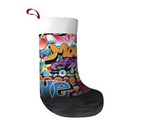 ZHAOUR Graffiti Hip Hop Print Christmas Stocking Party Decoration - Large Hanging Ornament for Xmas Tree, Fireplace & Home