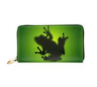 ZHAOUR Green Frog Shadow Print Leather Wallet - Long Clutch for Women, Thin & Lightweight Bifold Checkbook Wallets, Card Holder