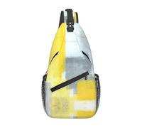ZHAOUR Grey And Yellow Abstract Art Painting Print Cross Chest Bag - Lightweight Hiking Daypack with Zippers, Travel Sling for Unisex Daily & Outdoor Use