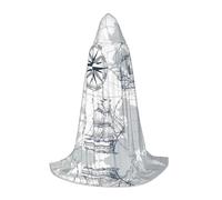 ZHAOUR L Halloween Hooded Cape - Unisex boat Map Print Costumes for Party, Carnival, Comic Exhibition, Cosplay, and More