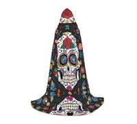 ZHAOUR L Halloween Hooded Cape - Unisex Day of The Dead Print Costumes for Party, Carnival, Comic Exhibition, Cosplay, and More