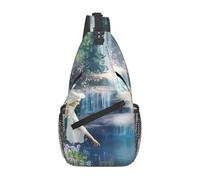 ZHAOUR Lake fairy Print Cross Chest Bag - Lightweight Hiking Daypack with Zippers, Travel Sling for Unisex Daily & Outdoor Use