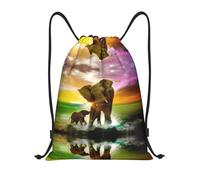 ZHAOUR M Adjustable Drawstring Africa Elephant Print Bags Backpack