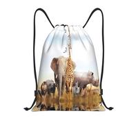 ZHAOUR M Adjustable Drawstring Animal Safari Print Bags Backpack