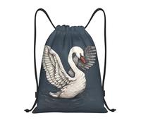 ZHAOUR M Adjustable Drawstring Beautiful White Swan Print Bags Backpack