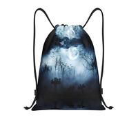 ZHAOUR M Adjustable Drawstring Gothic Happy Halloween Print Bags Backpack