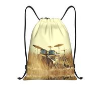 ZHAOUR M Adjustable Drawstring Music Drum in Field Print Bags Backpack