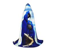 ZHAOUR M Halloween Hooded Cape â€“ Unisex Blue Parrot Hugging Print Cosplay Robe for Witch, Magician â€“ Party Masquerade Costume