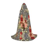 ZHAOUR M Halloween Hooded Cape â€“ Unisex Peony Flower Pattern Print Cosplay Robe for Witch, Magician â€“ Party Masquerade Costume