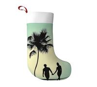 ZHAOUR Married Couple Walking on The Beach Print Christmas Stocking Party Decoration - Large Hanging Ornament for Xmas Tree, Fireplace & Home