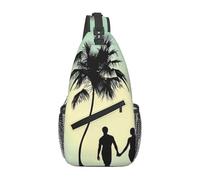 ZHAOUR Married Couple Walking on The Beach Print Cross Chest Bag - Lightweight Hiking Daypack with Zippers, Travel Sling for Unisex Daily & Outdoor Use