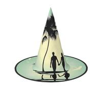 ZHAOUR Married Couple Walking on The Beach Print Halloween Hat Wizard Party Decor 3 PCS