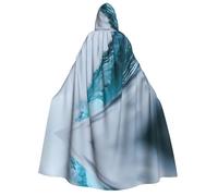 ZHAOUR Ocean Green Wave Surf Print Halloween Hooded Cloak Costumes Cape - Unisex Adult Party, Carnival, Comic Exhibition,Cosplay Robe