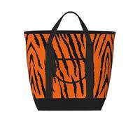 ZHAOUR Orange tiger leopard Print Large Capacity Insulated Tote Bag - Adjustable Shoulder, Perfect for Grocery Shopping, Work, Travel
