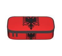 ZHAOUR Pencil Case with Albanian Flag Full-Print Design â€“ Multi-Purpose Organizer â€“ Durable Oxford Cloth, Multiple Compartments