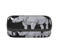 ZHAOUR Pencil Case with Animal Rhino Full-Print Design â€“ Multi-Purpose Organizer â€“ Durable Oxford Cloth, Multiple Compartments