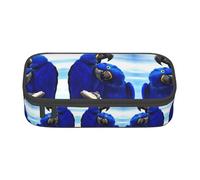 ZHAOUR Pencil Case with Blue Parrot Hugging Full-Print Design â€“ Multi-Purpose Organizer â€“ Durable Oxford Cloth, Multiple Compartments