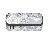 ZHAOUR Pencil Case with Boat Map Full-Print Design â€“ Multi-Purpose Organizer â€“ Durable Oxford Cloth, Multiple Compartments