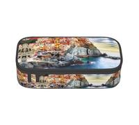 ZHAOUR Pencil Case with Cinque Terre Scenery Full-Print Design â€“ Multi-Purpose Organizer â€“ Durable Oxford Cloth, Multiple Compartments
