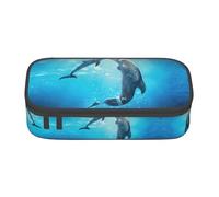 ZHAOUR Pencil Case with Dolphin in sea Full-Print Design – Multi-Purpose Organizer – Durable Oxford Cloth, Multiple Compartments