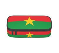 ZHAOUR Pencil Case with Flag of Burkina Faso Full-Print Design – Multi-Purpose Organizer – Durable Oxford Cloth, Multiple Compartments